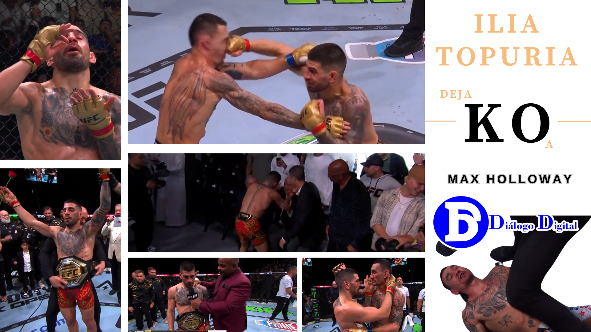 Ilia Topuria cumple su promesa y reina en Abu Dabi con un brutal KO sobre Max Holloway