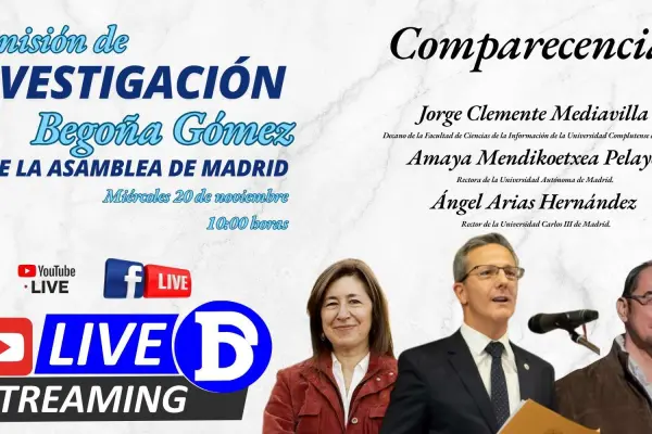 "Begoña Gómez: nueva sesión de la comisión en la Asamblea de Madrid"