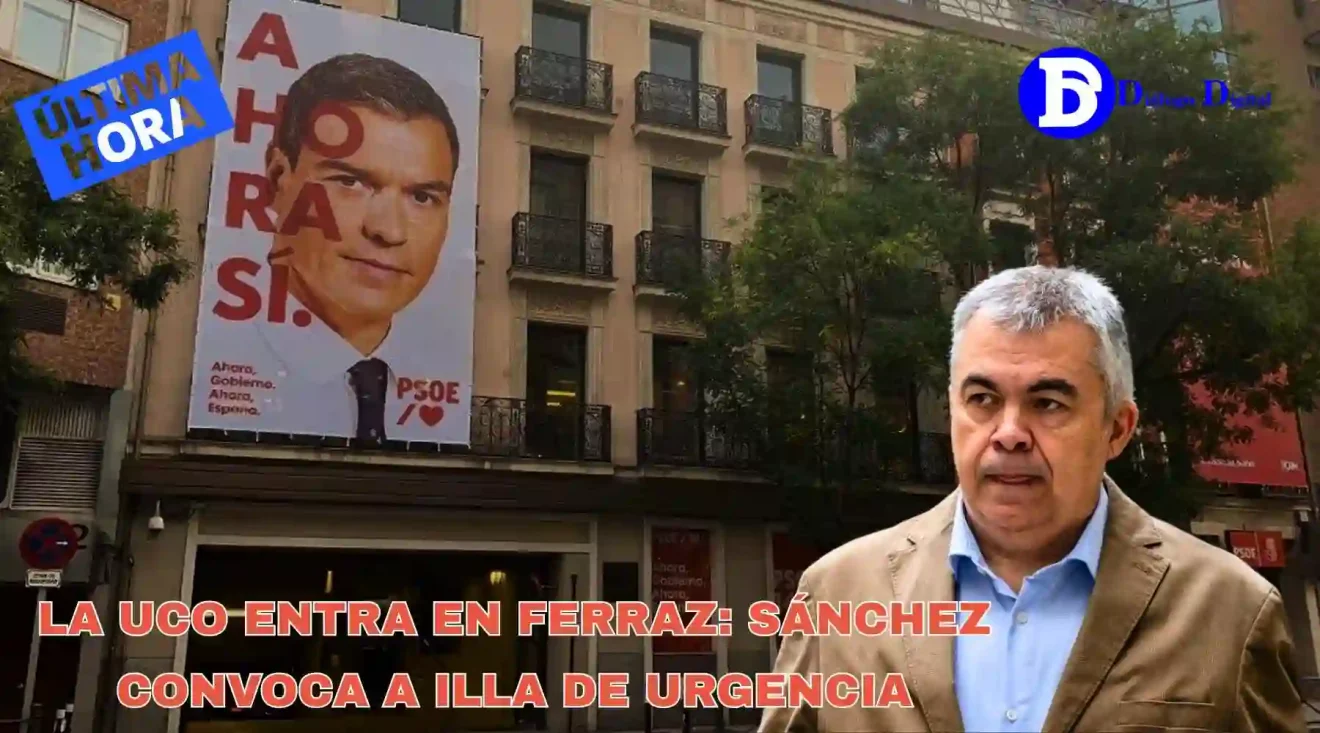 Agentes de la UCO accediendo a la sede del PSOE en Ferraz