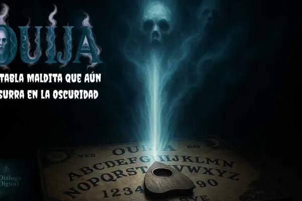 Quija tabla maldita. aún susurra en la oscuridad, símbolo de misterio y terror