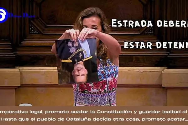 La diputada de la CUP, Laia Estrada, ha roto la foto del Rey Felipe VI en el Parlament catalán en un acto de odio político, agresión institucional y desafío democrático.