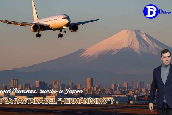 Avión aterrizando en Japón con el monte Fuji al fondo: David Sánchez, rumbo a Japón: ¿fuga pactada del “hermanísimo”?